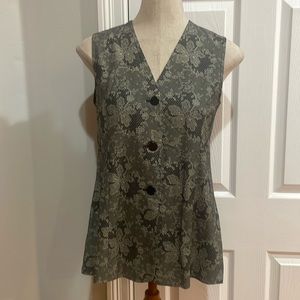 Vintage Fundamental things vest floral black white long women’s size 4 petite 4P